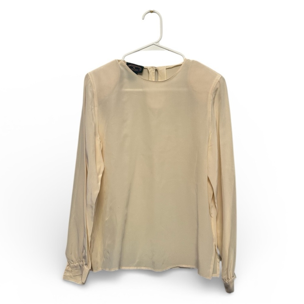 NWT Vintage Y2K Era Charter Club 100% Silk Cream Blouse Size 6 (see notes)